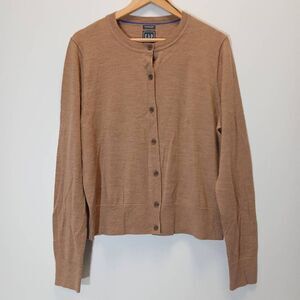 Gap womens xl tall merino wool cardigan sweater camel brown minimalist teacher